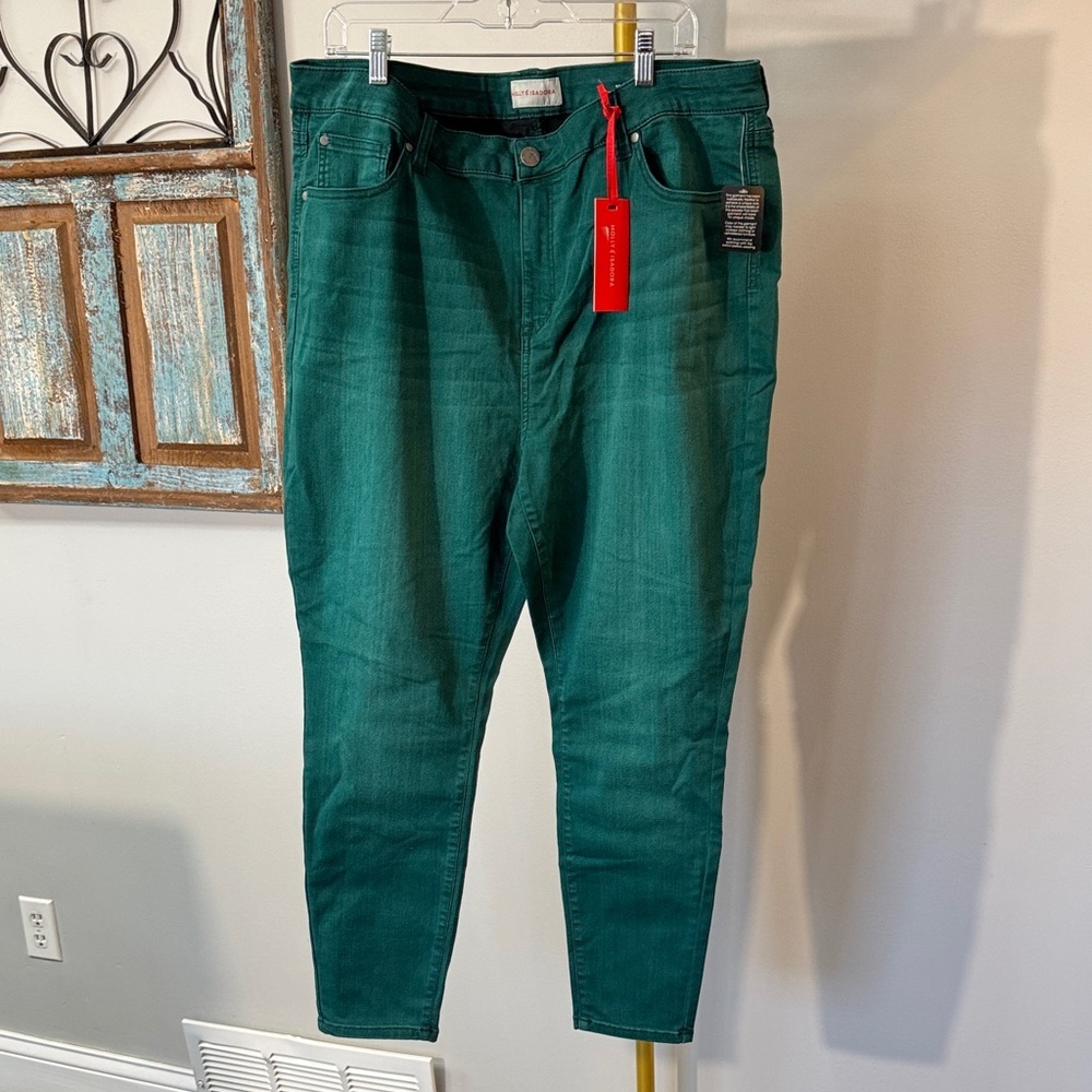 Women's Green Skinny ankle Jeans - High-Rise Stretch NWT 22